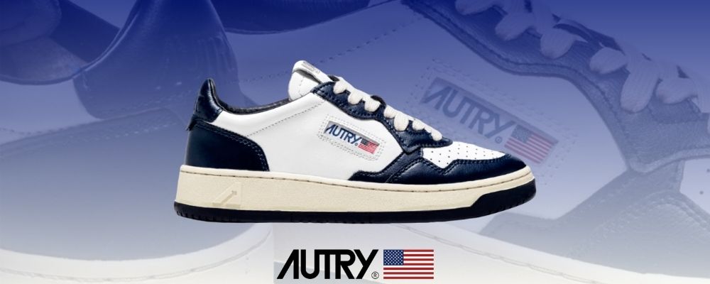 Autry Medalist Low Sneakers in Two-Tone White and Blue - Available at Addict Miami