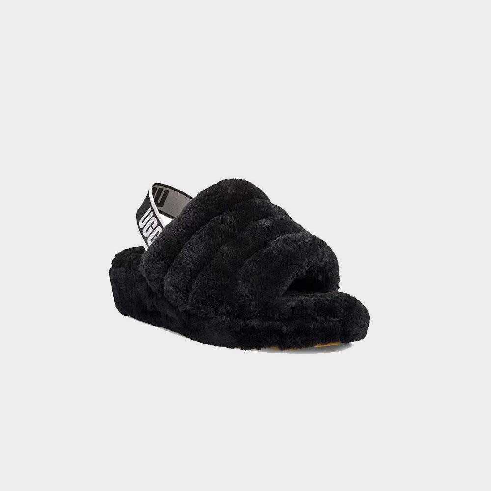 ugg fluff yeah slide black and white