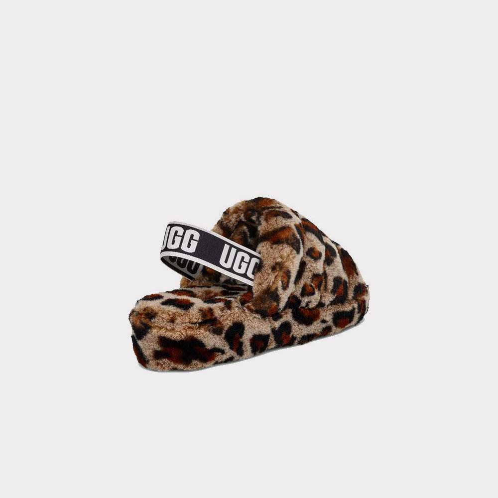 leopard ugg fluff yeah slide