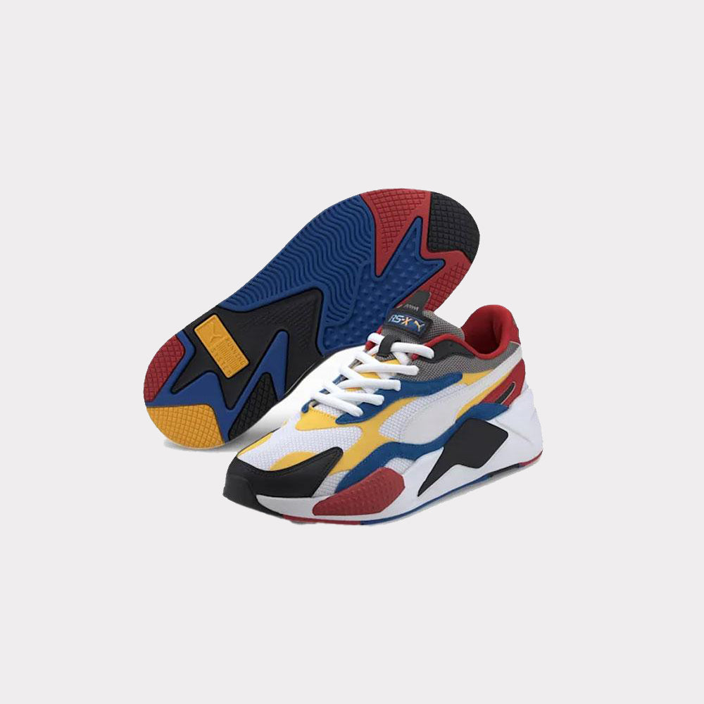 red blue and yellow pumas