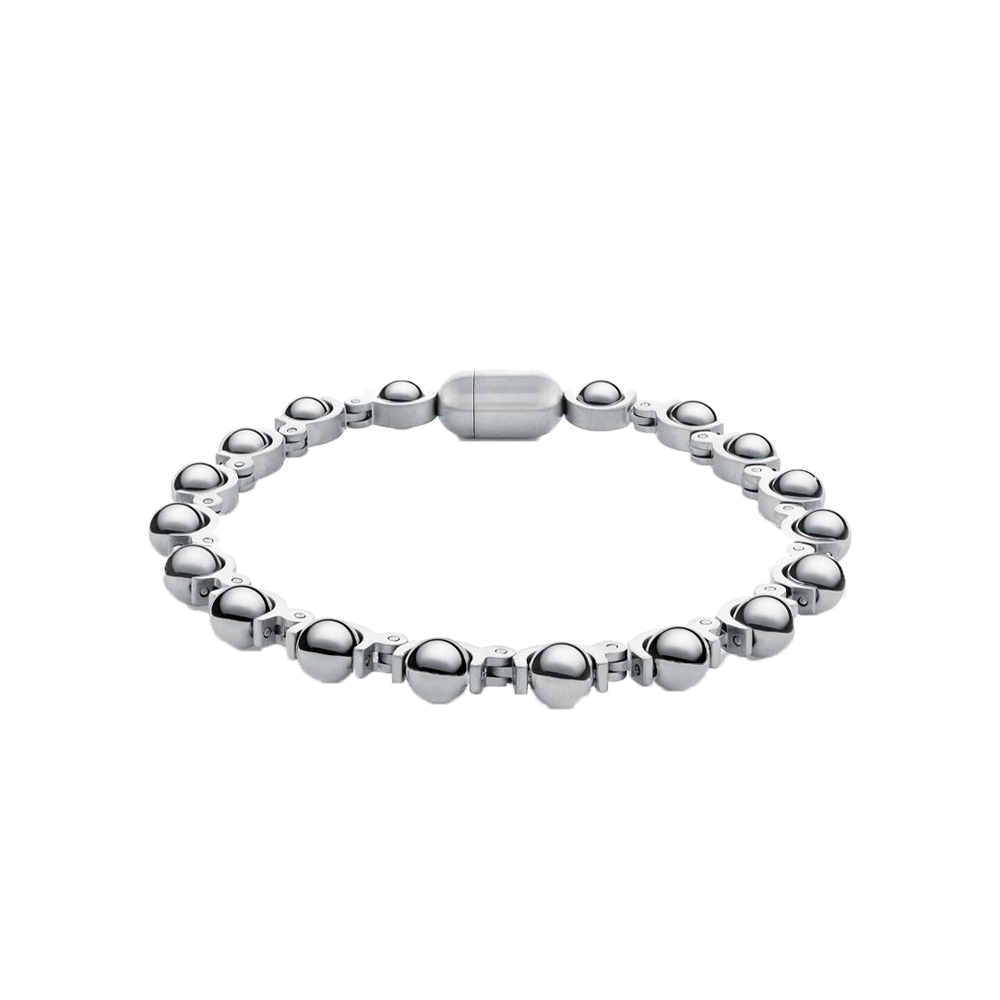 Italgem Sachi Bead Bracelet Silver Polished BB-257-7.7"