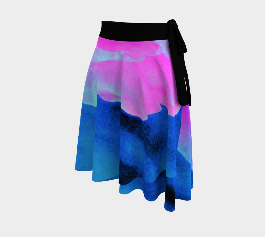 Artsy Wrap Skirt, Beautiful Pastel Pink Rose with Blue Background – My ...