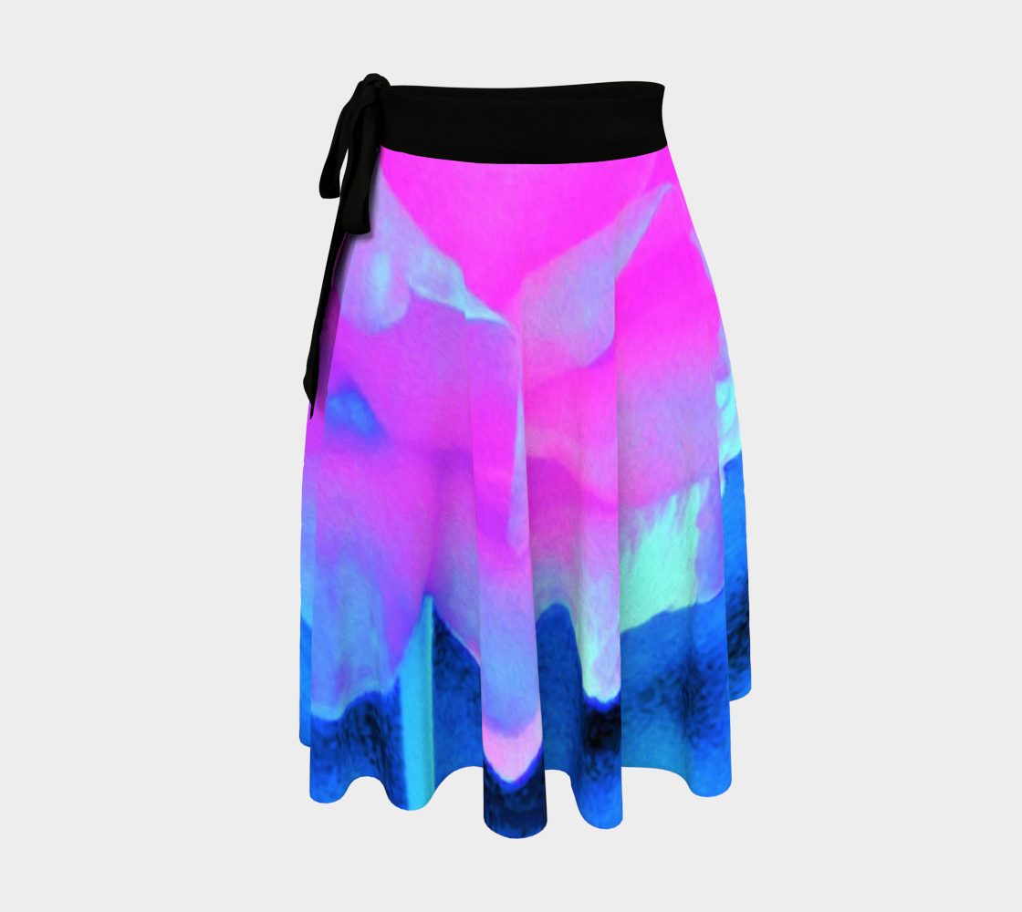 Artsy Wrap Skirt, Beautiful Pastel Pink Rose with Blue Background – My ...