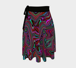 Wrap Skirts, Trippy Seafoam Green and Magenta Abstract Pattern