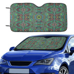 Auto Sun Shades, Trippy Retro Black and Lime Green Abstract Pattern