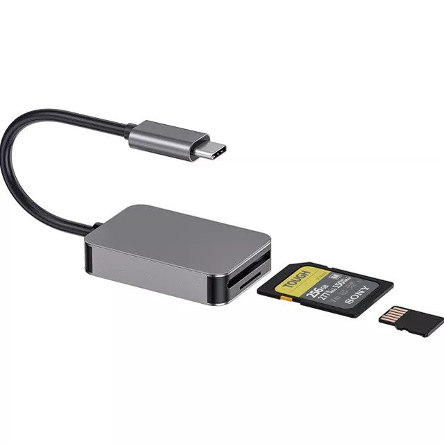 NÖRDIC USB-C kortläsare SD 4.0  UHS-II  USB 3.1 SuperSpeed 5Gbps SD SDXC SDHC MicroSD Micro SDXC Micro SDHC MMC