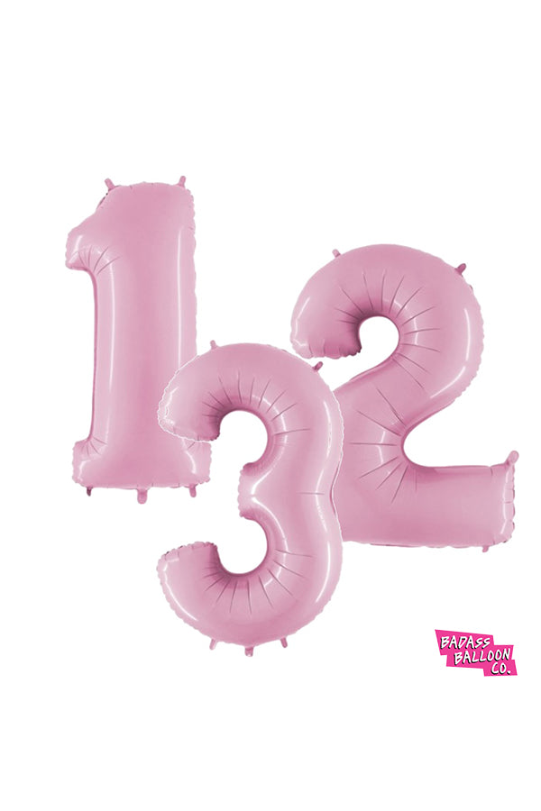 pink mylar number balloons