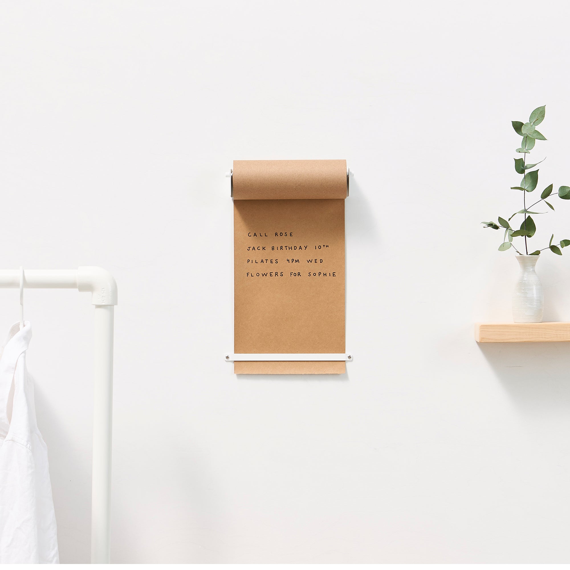 refillable kraft paper holder to install on wall of office or home