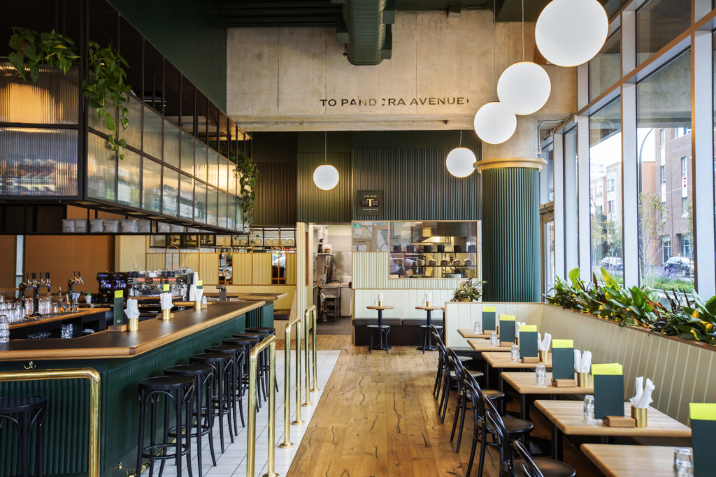 Green cafe interior design 