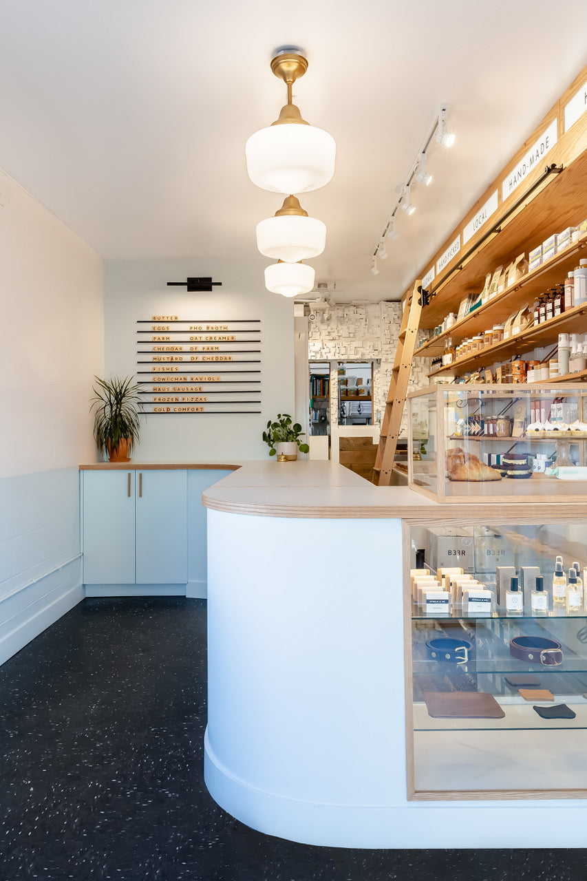 Wooden Letter Board In General Store- Blue Interior Design Ice Cream Parlour