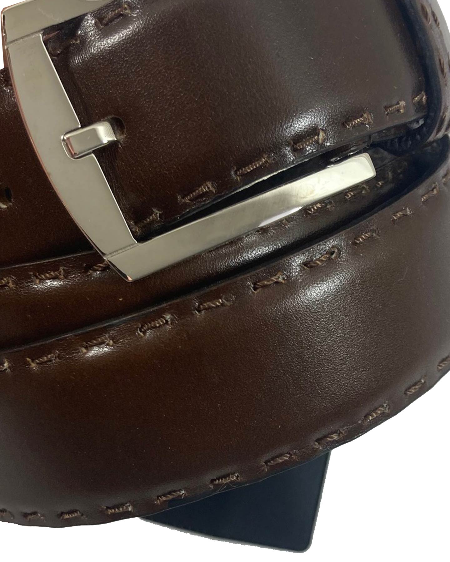 Kiton Belt Brown K Buckle - Narrow Leather Men Belt 95 / 38 SALE