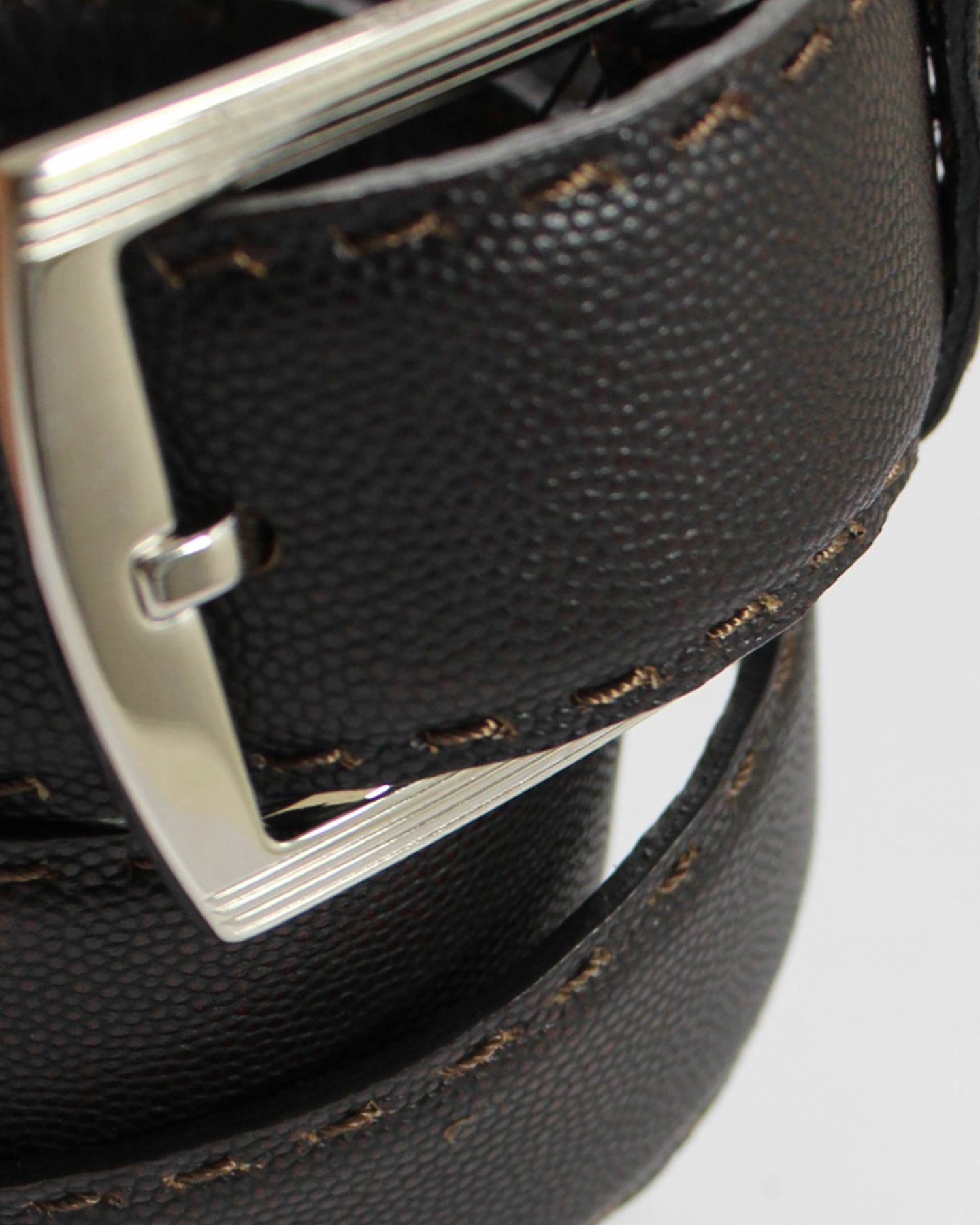 Kiton Belt Brown Grain K Buckle Leather Men Belt 120 / 48