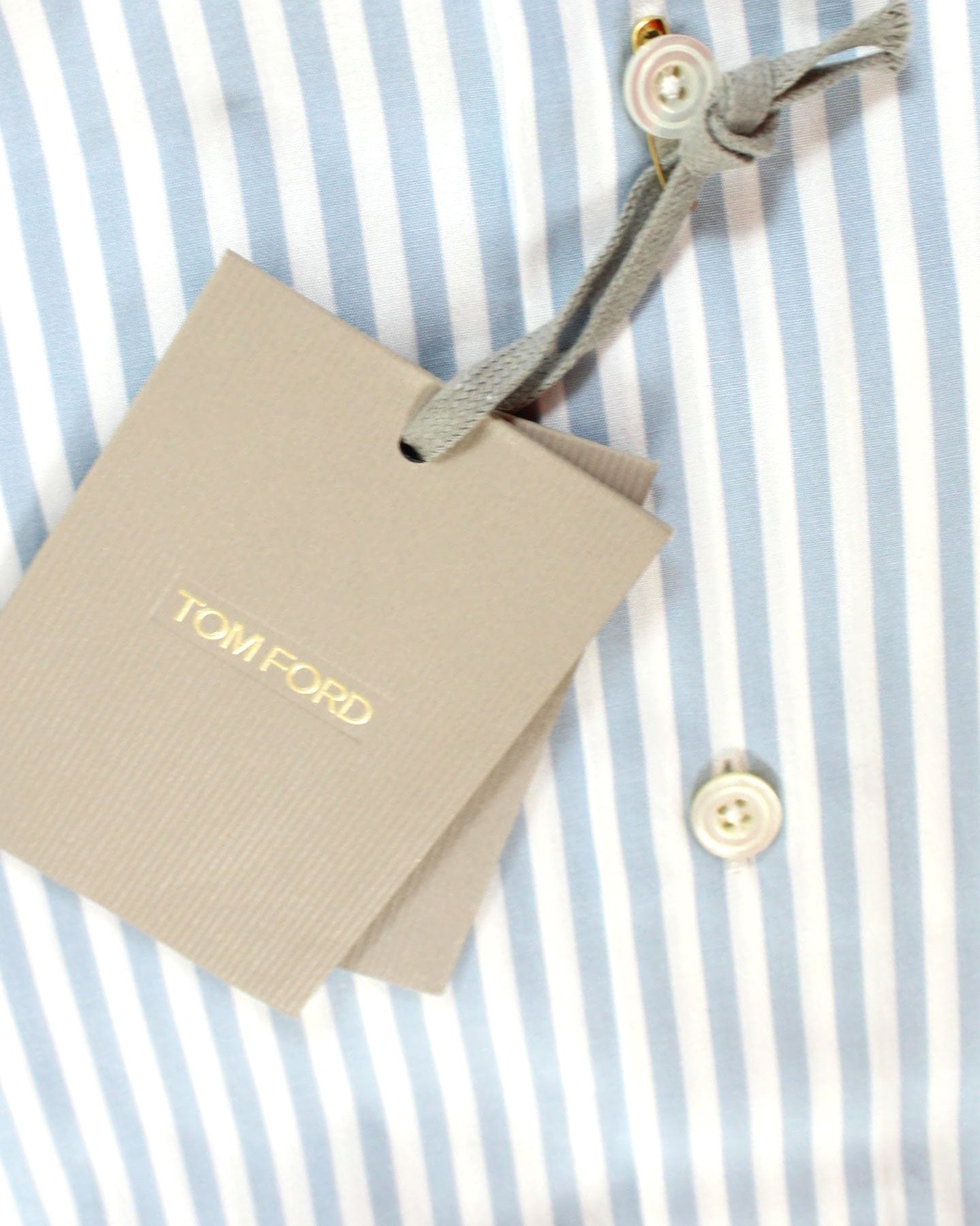 Tom Ford Button-Down Shirt Powder Blue White Stripes Modern Fit 39 1 - Tie Deals