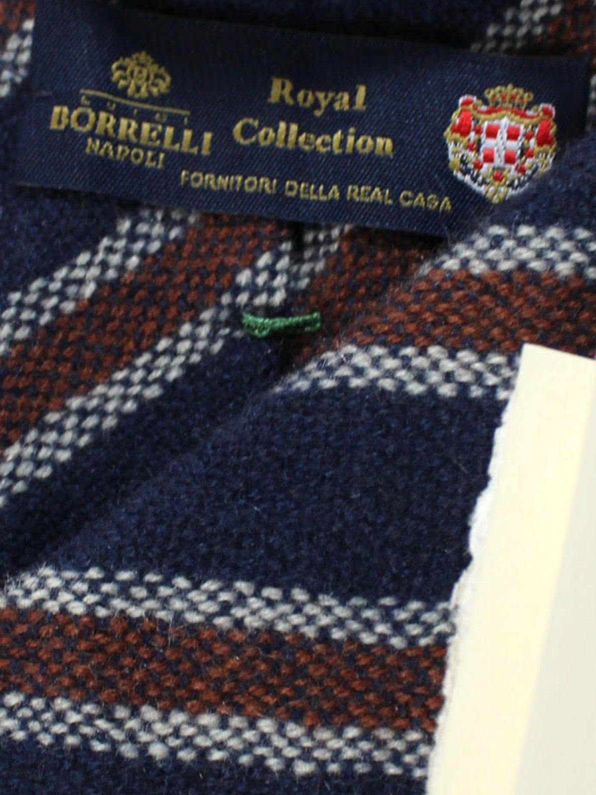 Luigi Borrelli 11 Fold Tie Navy Brown Stripes ROYAL COLLECTION