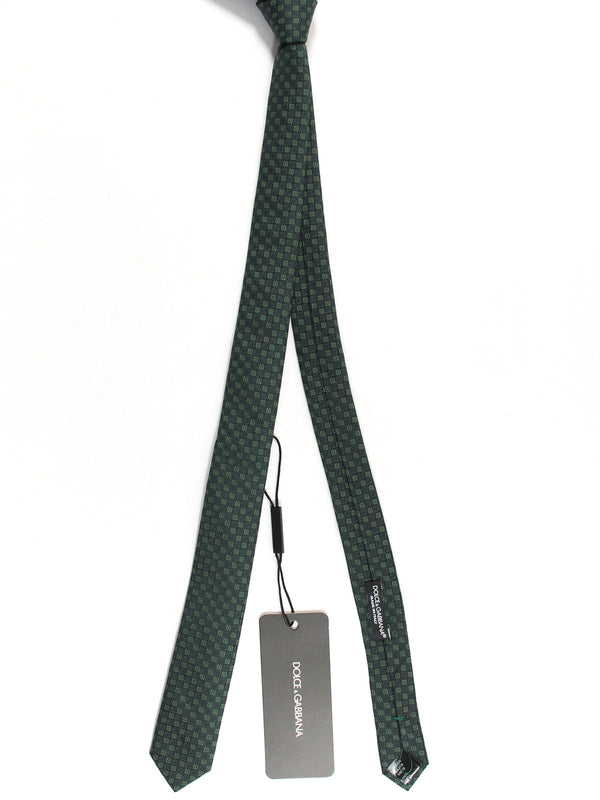 Dolce & Gabbana Skinny Tie Green Geometric - Tie Deals