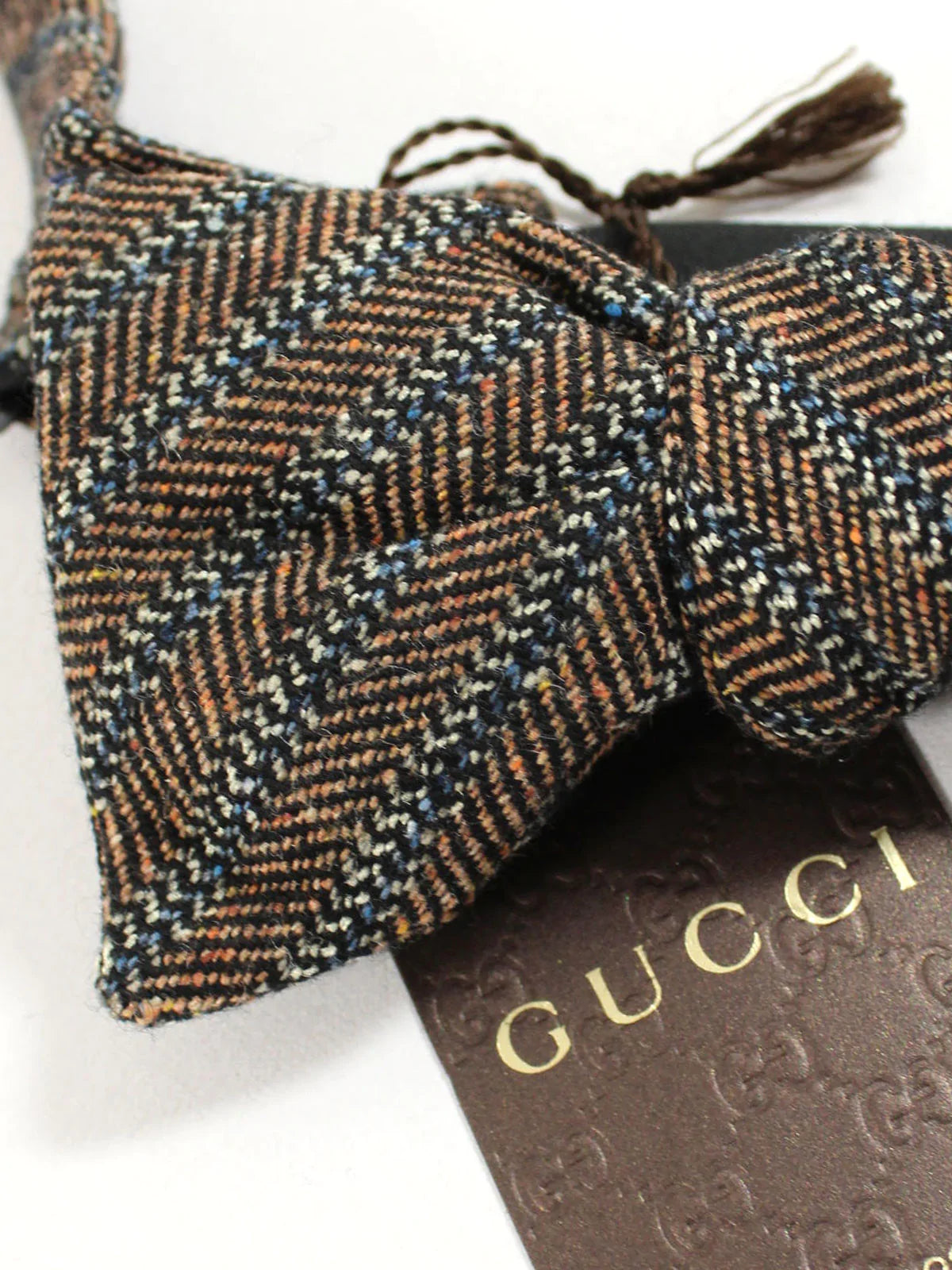 Gucci Bow Tie Charcoal Gray Olive Stripes - Self Tie Bow Tie Final Sale