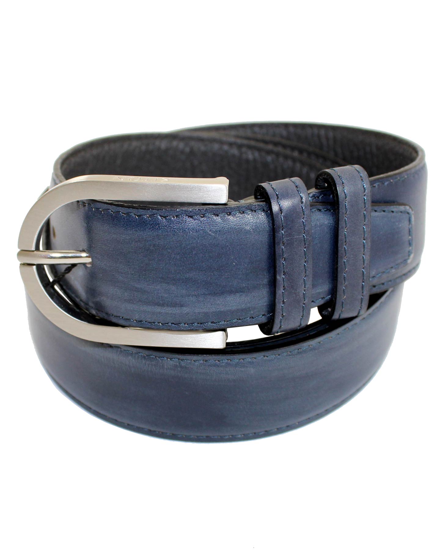 Kiton Belt Lapis Blue - Narrow Leather Men Belt 100 / 40 SALE - Tie Deals