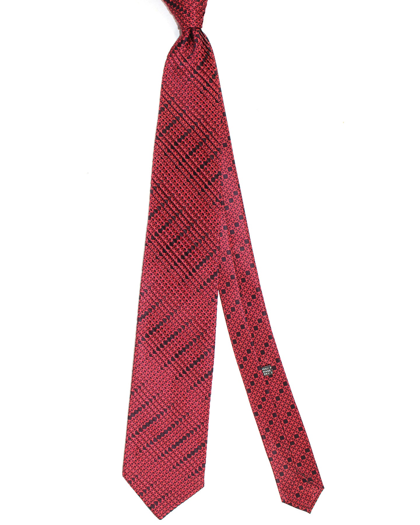 Stefano Ricci Pleated Silk Tie Red Black Geometric Design Sale