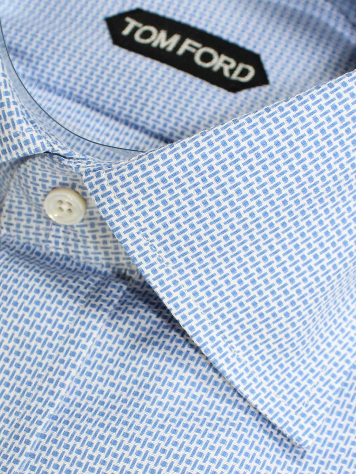 Tom Ford Dress Shirt Blue White Basketweave Design 39 - 15 1/2 Modern - Tie  Deals