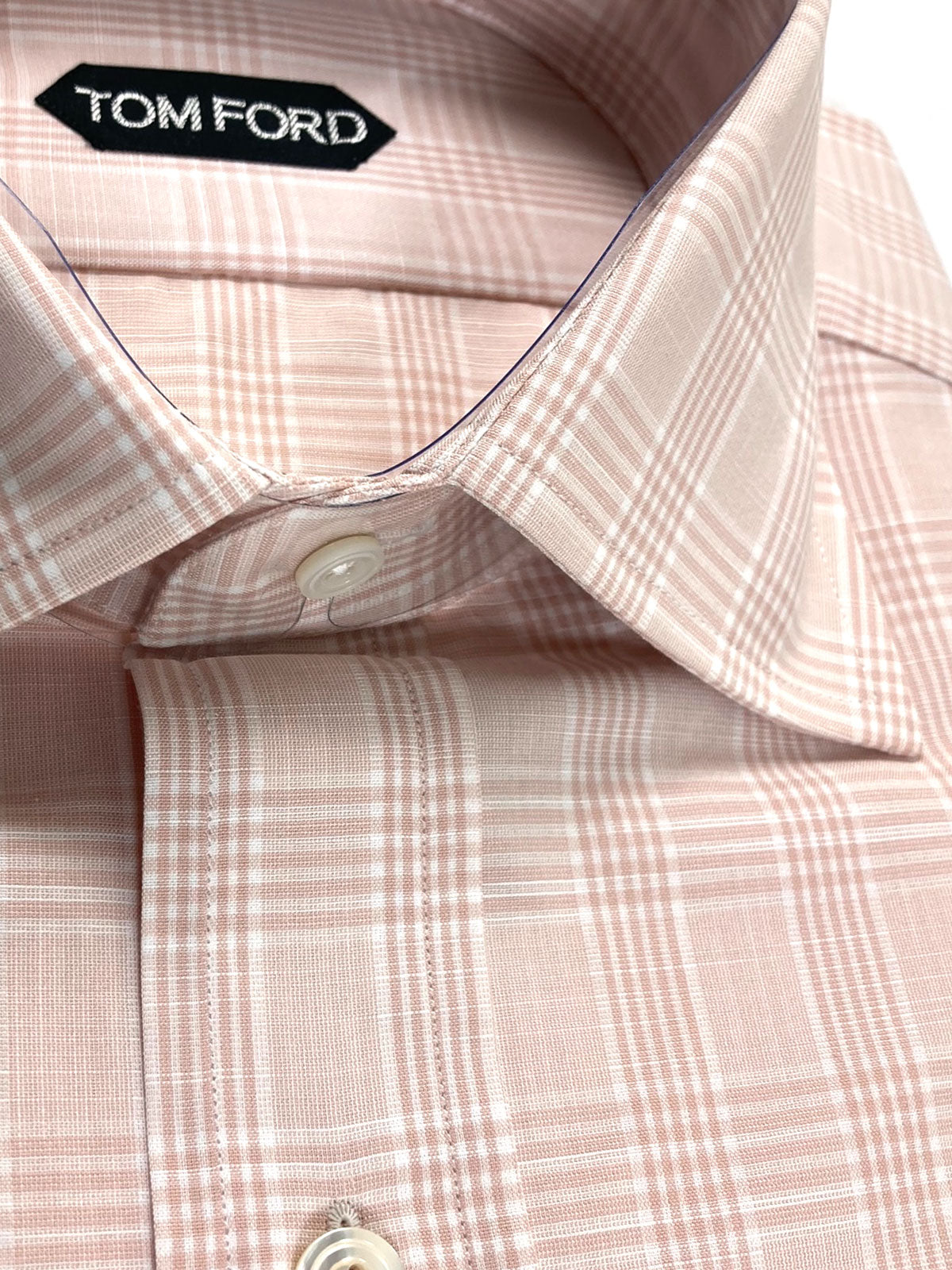 Tom Ford Dress Shirt Dust Pink Plaid Modern Fit 39 - 15 1/2 SALE - Tie Deals