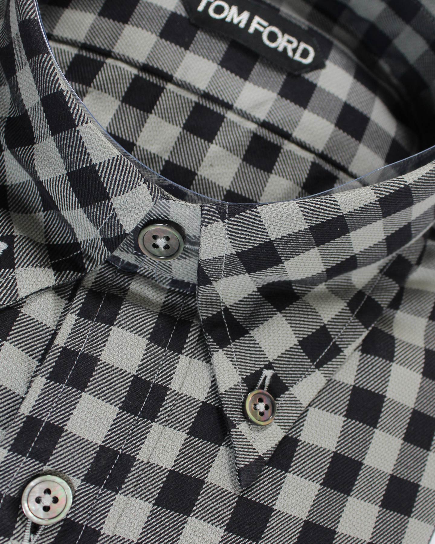 Tom Ford Sport Shirt Gray Black Check - Button Down 39 - 15 1/2 - Tie Deals