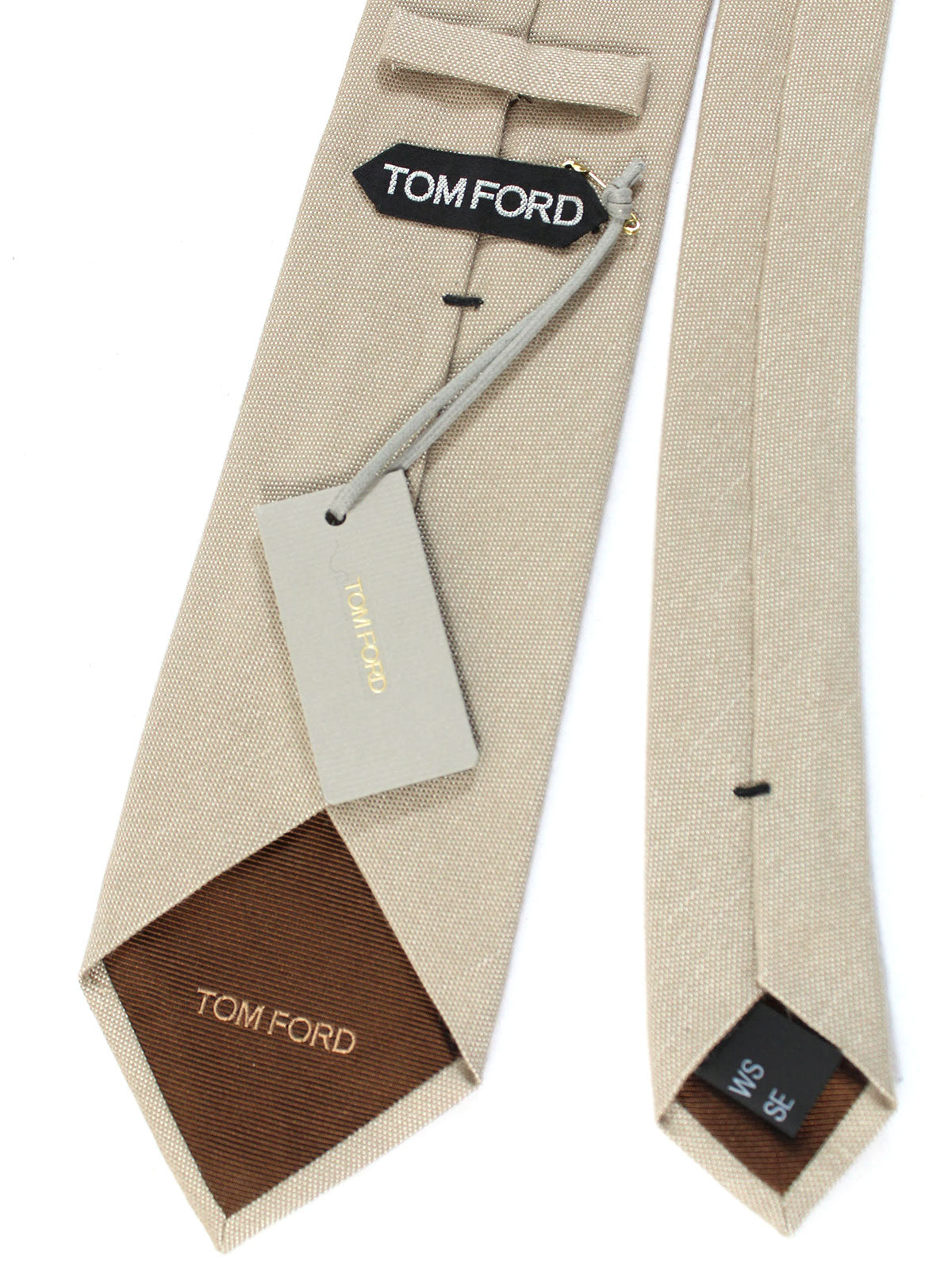 Tom Ford Tie Taupe Silver Textured Wool Silk - Tie Deals