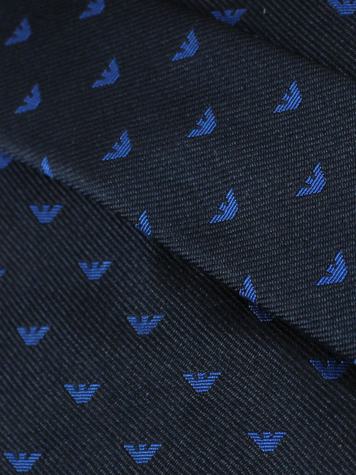 Armani Tie Dark Navy Royal Blue Logo Micro Eagle - Tie Deals