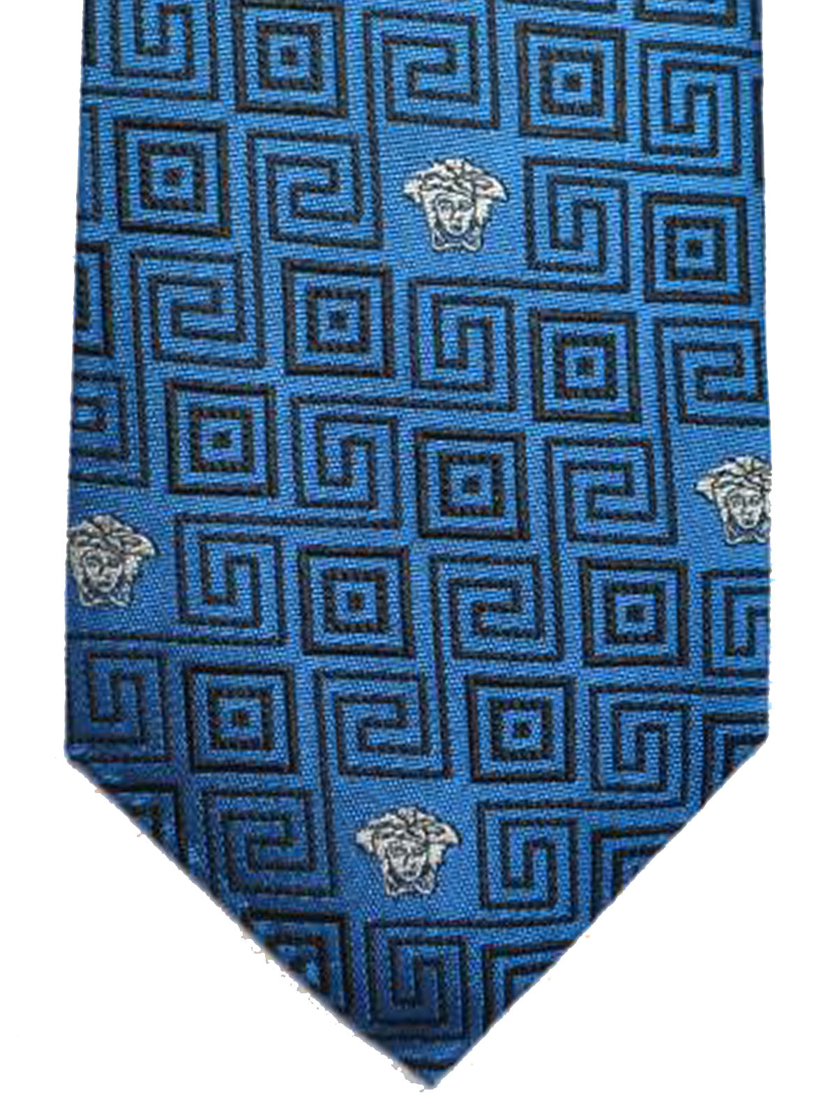 Versace Tie Midnight Blue Greek Knit 