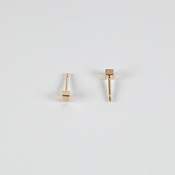 cube studs in 14K gold