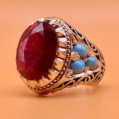handmade silver ruby and feroza rings