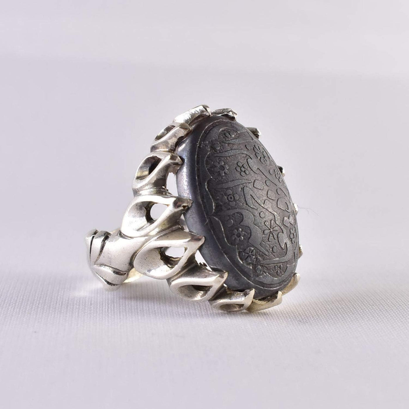 Hadeed Chini Hadeed Sini Ring For men | Hematite Ring Jewelry | 925 Silver US Size 9.75 - Al Ali Gems