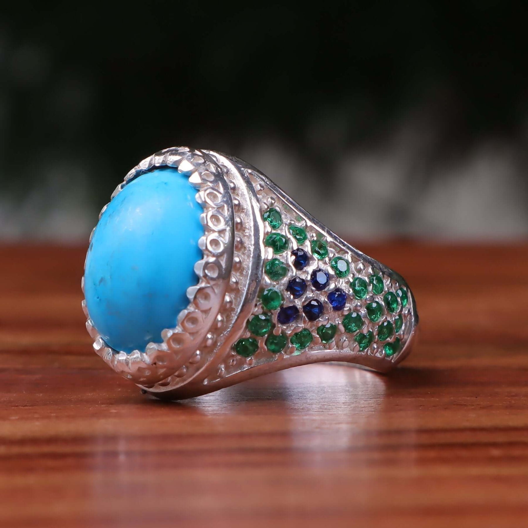 Hussaini Feroza Silver Ring for Men – Green Turquoise Natural Gemstone –  Jewelry for Men & Women