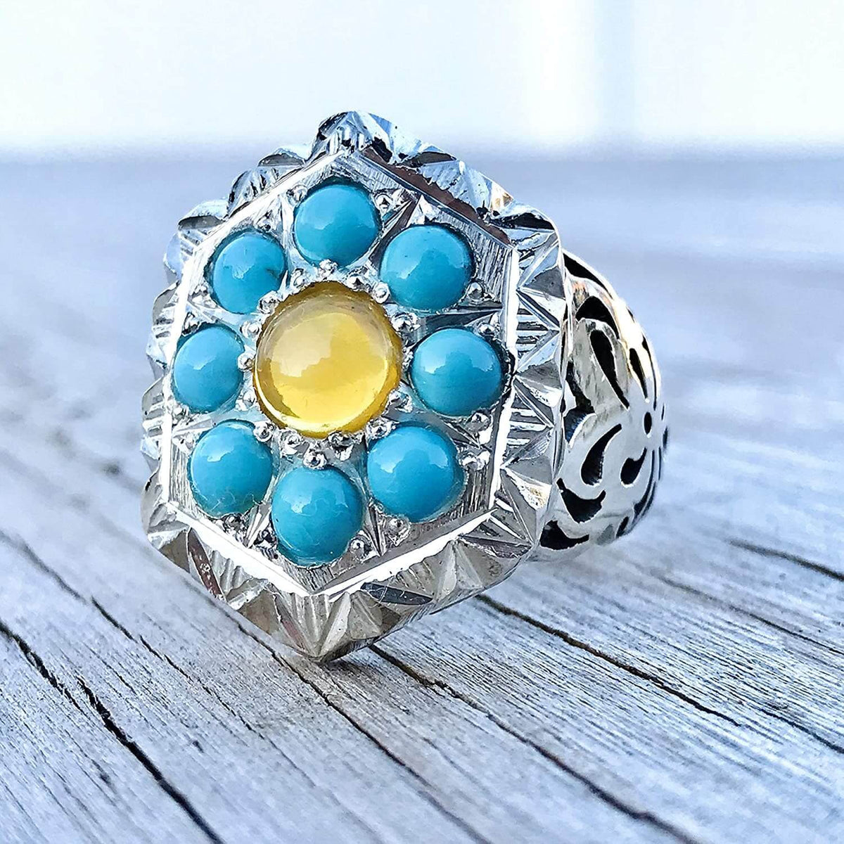 Opal Ring | Persian Turquoise Ring Jewelry | Neyshabur Turquoise Rings