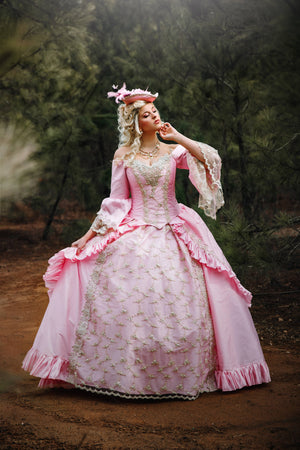 Off-Shoulder Marie Antoinette Sparkle Fantasy Gown – Romantic Threads