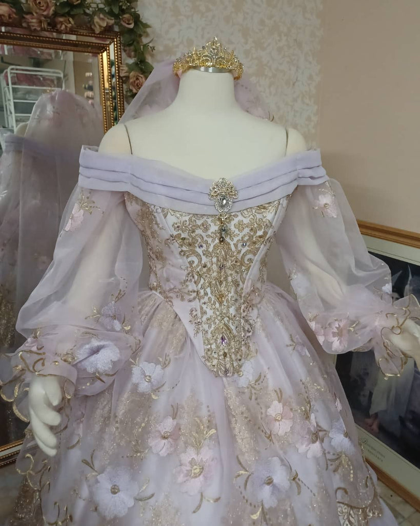 SOLD! Fantasy Belle Rapunzel lavendar/gold Princess Gown Wedding Cospl ...
