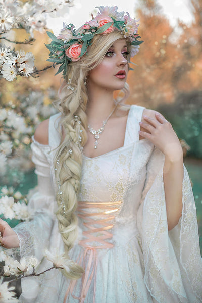 SOLD Limited Edition Ivory and Gold Gwendolyn with Floral Headpiece Me ...