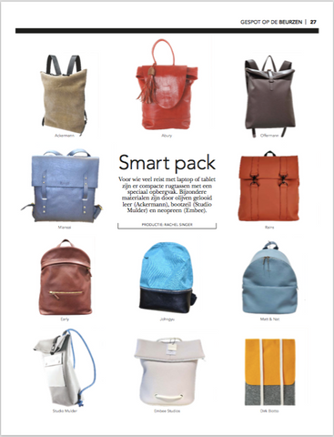 SCHOENVISIE MAGAZINE SEPTEMBER 16 ABURY RED LEATHER BACKPACK