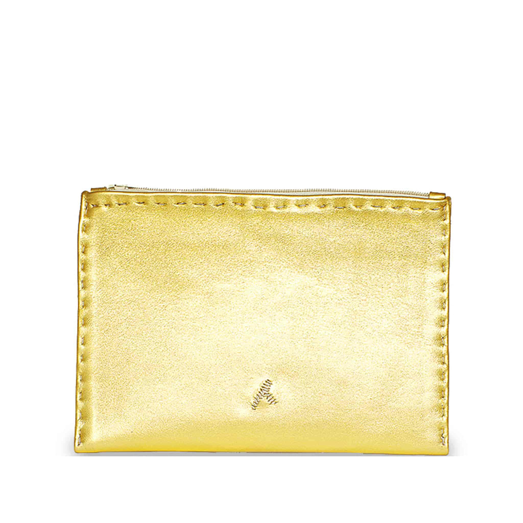 gold leather pouch