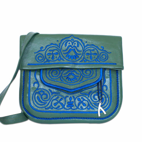 embroidered leather bag