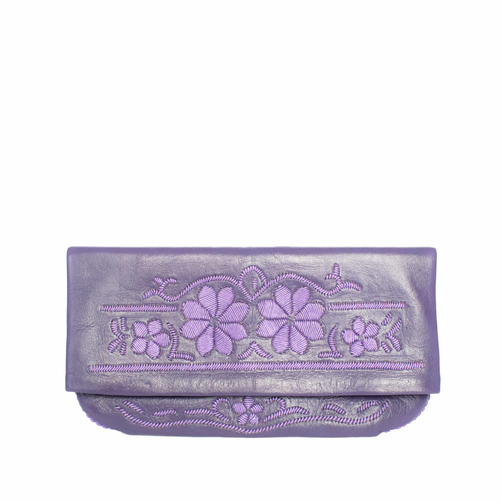 purple evening clutch