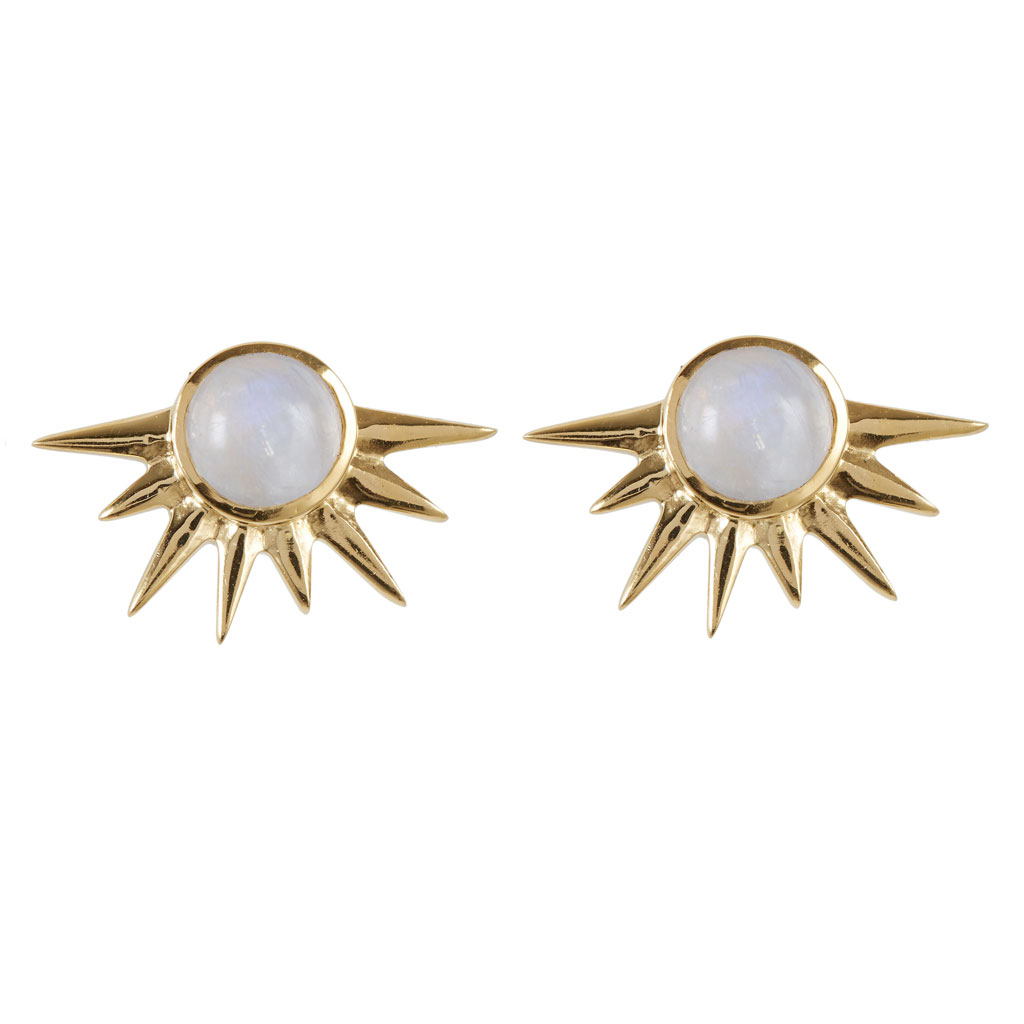 Eclipse Moonstone Studs | Gold Earrings | Charlotte's Web Jewellery