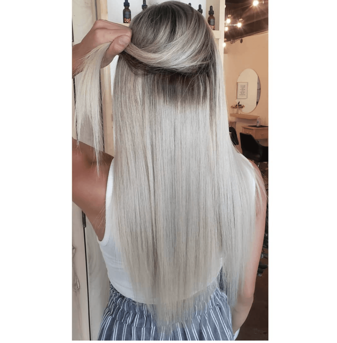 Rooted+Espresso+(#1C)+to+White+Blonde+(#60B)+Hand-Tied+Weft