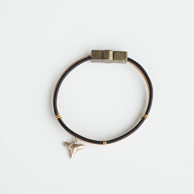 Shark Tooth Charm Bracelet — 2 Tone Leather | Foxy Fossils