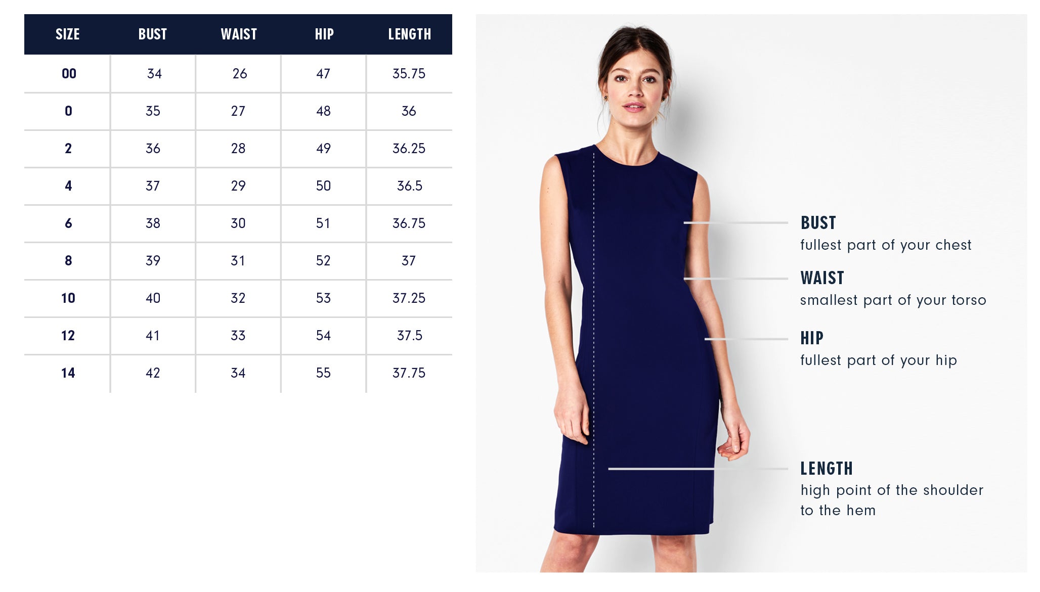 nbd dress size chart