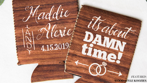 Wooden Style Koozie Wedding Favors