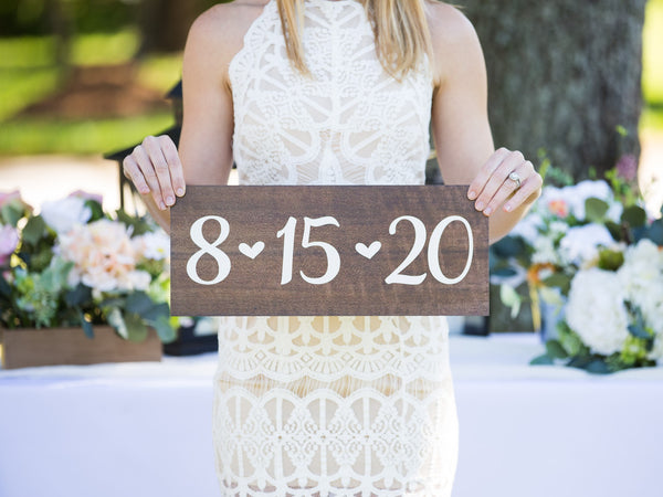 Wooden Date Sign for Wedding or Engagement