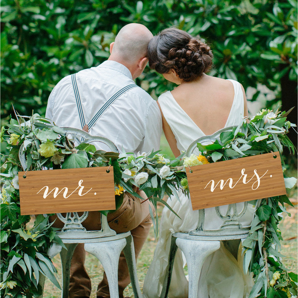 Mr Mrs Rustic Bamboo Chair Signs Z Create Design