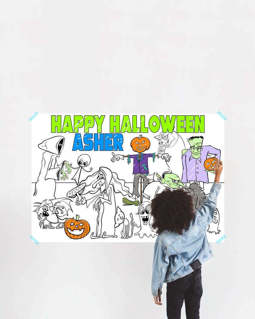 Halloween Coloring Poster For Kids With Name Large Coloring Banner Fo Z Create Design