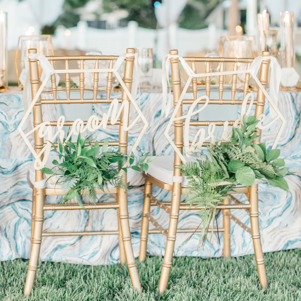 Geometric Bride Groom Wedding Chair Signs - Z Create Design
