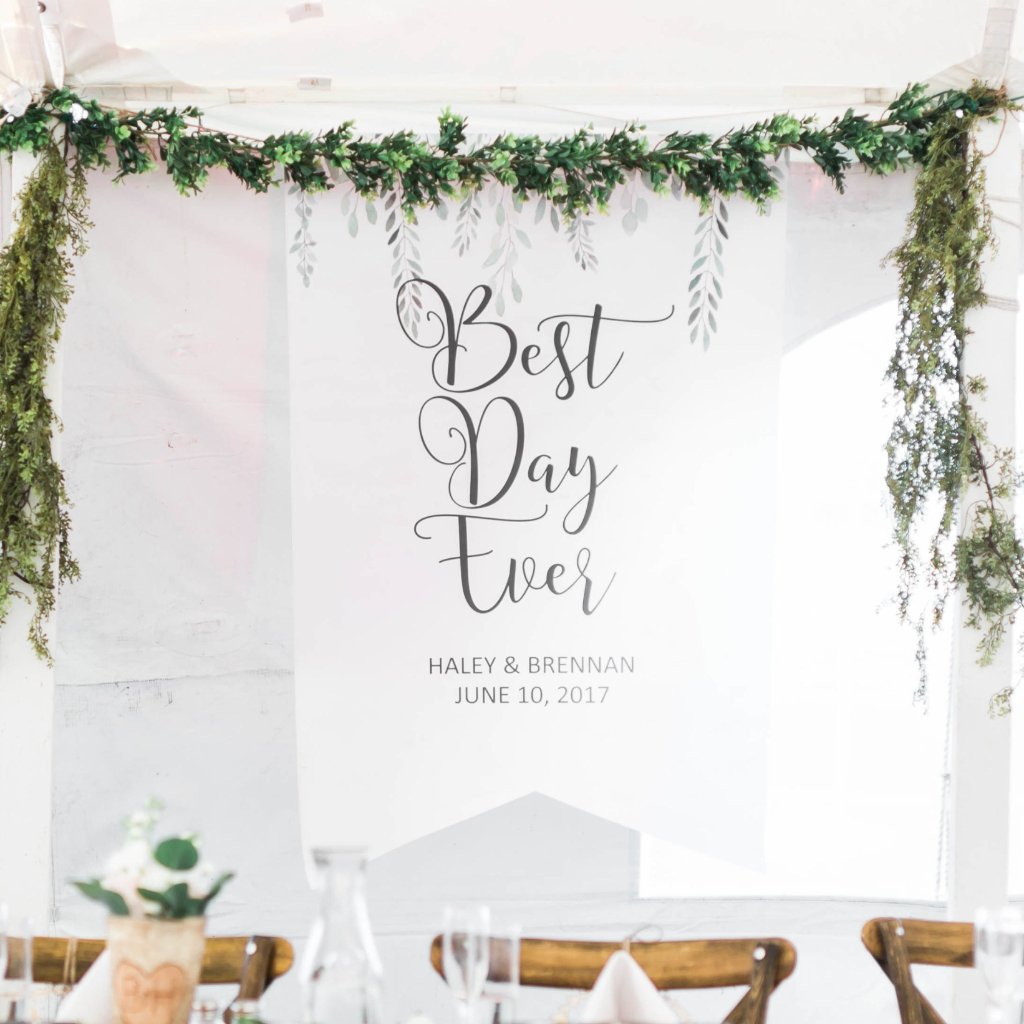 Personalized Wedding  Backdrop  Leaves Z Create Design